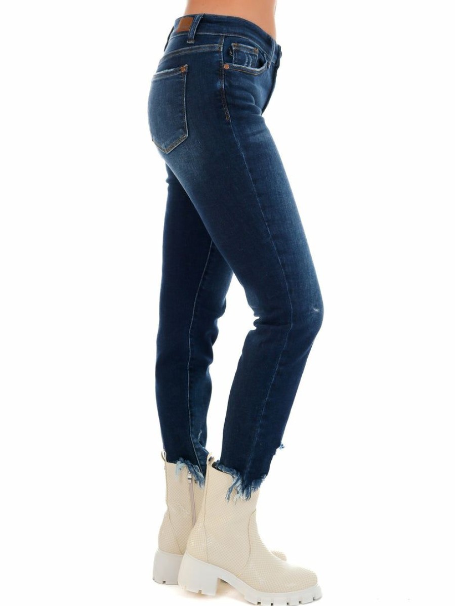 Clothing * | Cheapest Judy Blue Do You Remember Destroyed Slim Fit Jeans Dark Denim