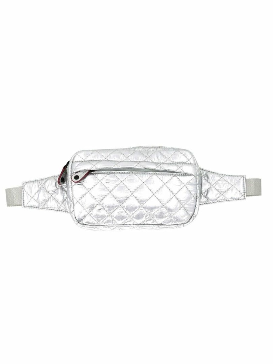 Gameday * | Cheapest Bc Handbags Quilted Silver Fanny Pack