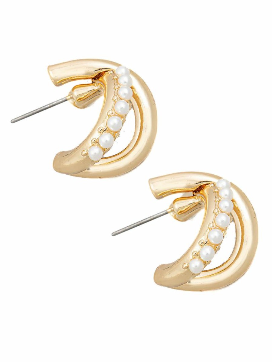 Gameday * | Best Reviews Of Rough Sketch Mini Double C Post Earrings