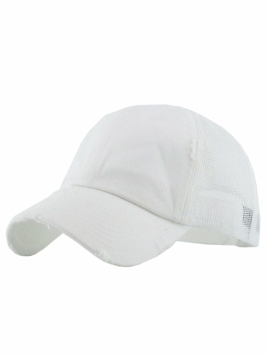 Gameday * | Best Deal Kbethos Accessories Vintage White Mesh Baseball Hat