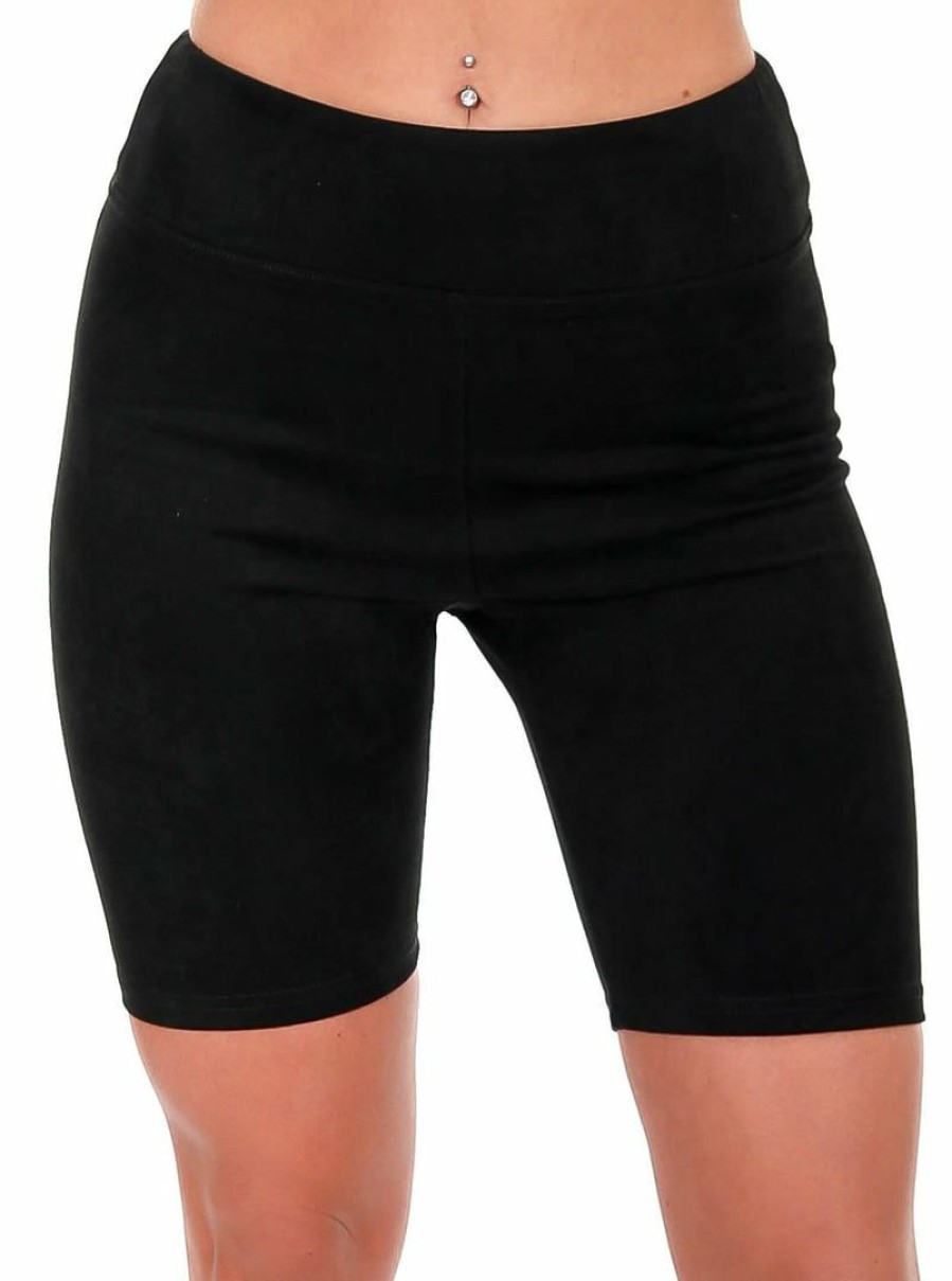 Jb Fit * | Flash Sale She + Sky Greenlight Suede Biker Shorts Black