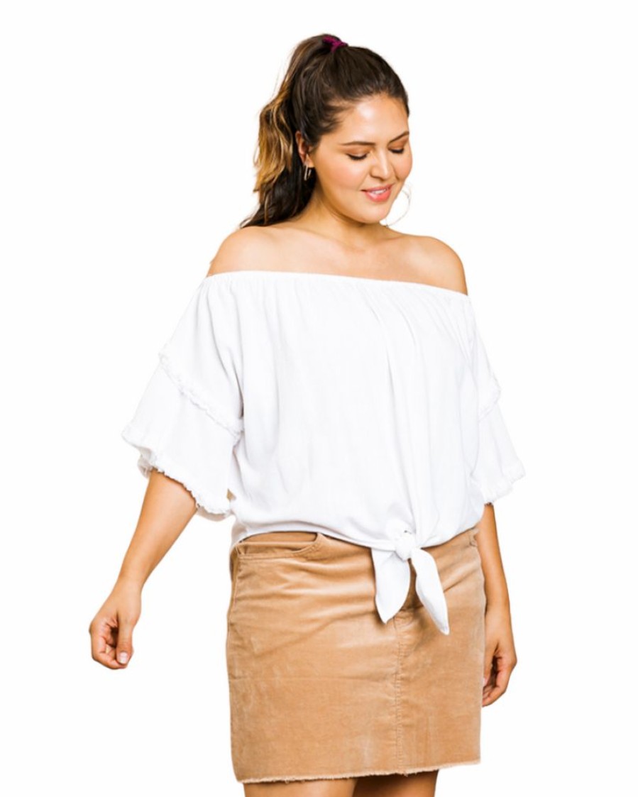 Curvy Girl * | Discount Apparel-Curvy Girl Curvy Make It Last Off Shoulder Top Off White