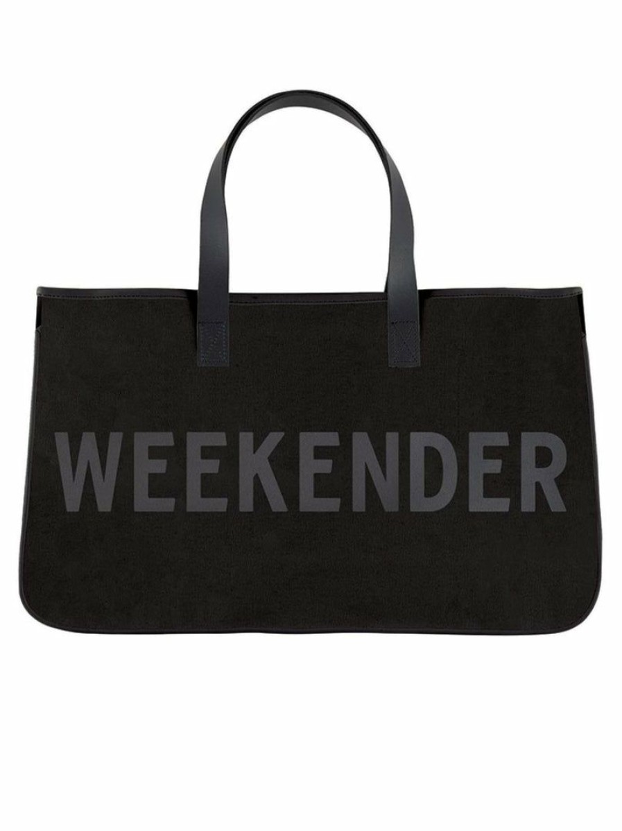 Gameday * | Discount Accessories Weekender Black Canvas Tote Bags