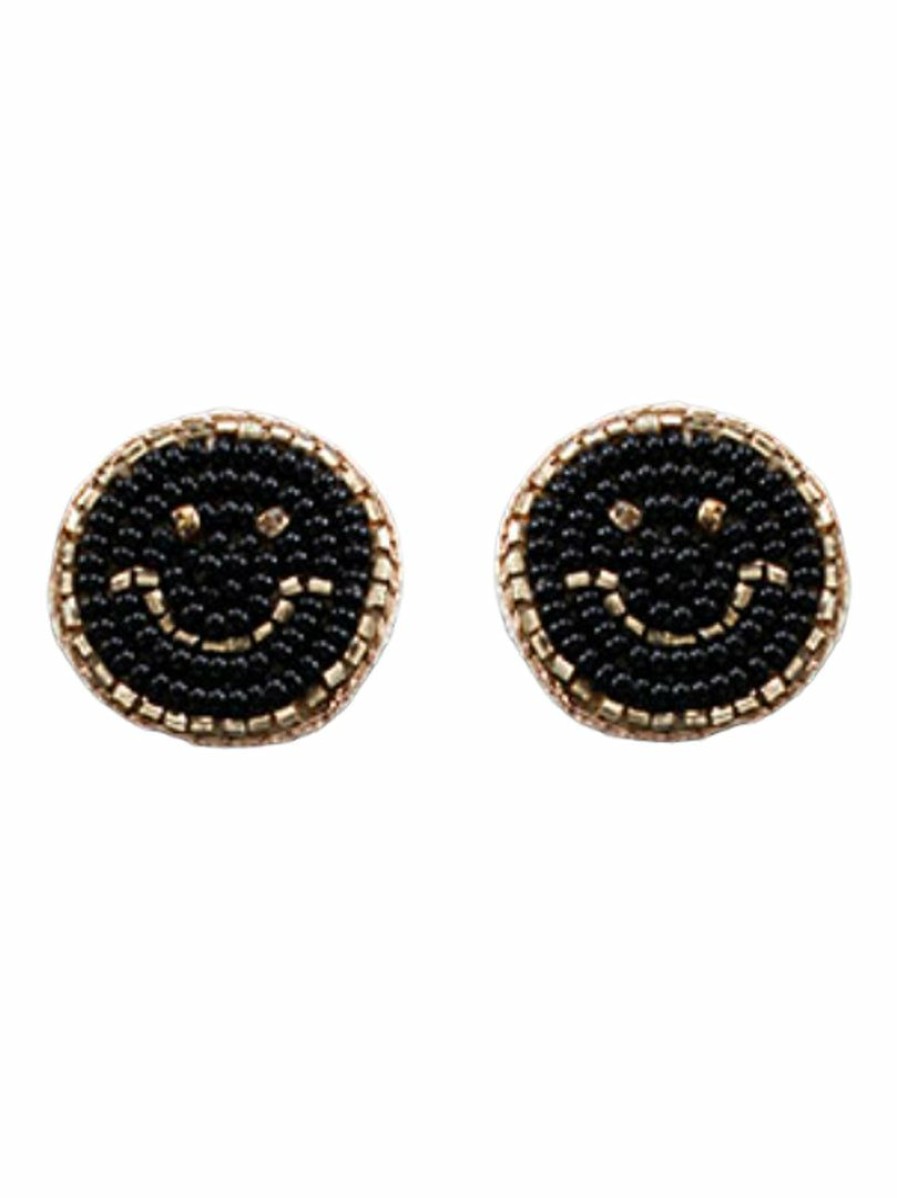 Gameday * | Hot Sale Jewelry Small Smiley Face Seed Bead Earrings