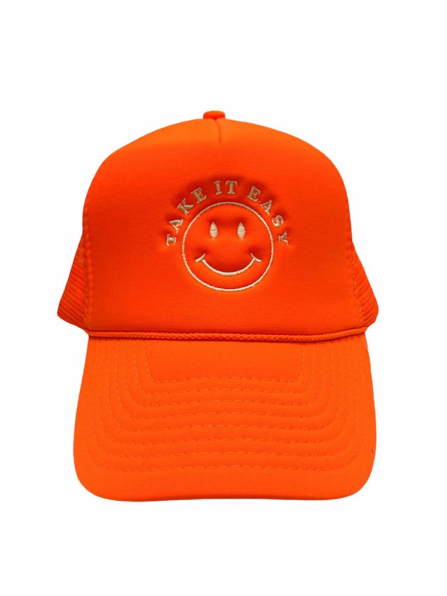 Gameday * | Top 10 Accessories Take It Easy Orange Trucker Hat Hats