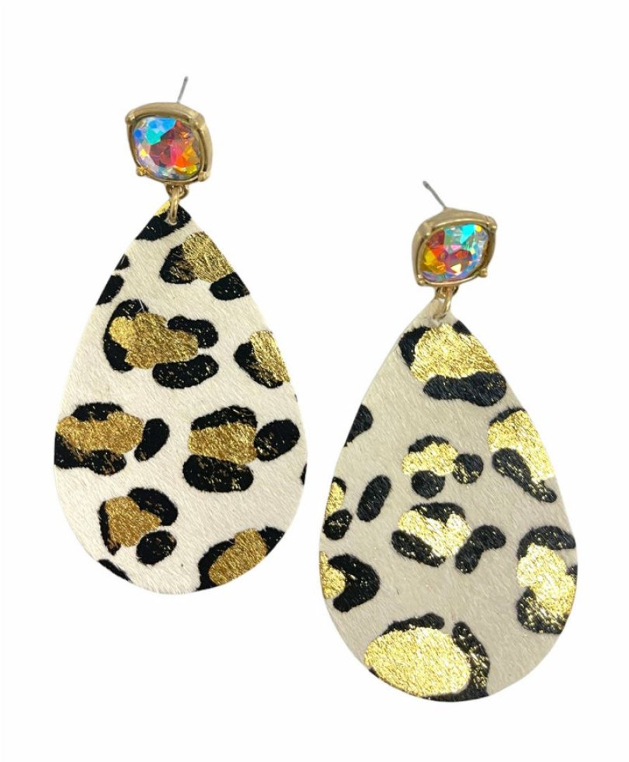 Gameday * | Coupon Jewelry Spot On Leopard Teardrop Earrings