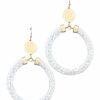 Gameday * | Wholesale Golden Stella Jewelry White Sparkling Tube Dangle Earrings