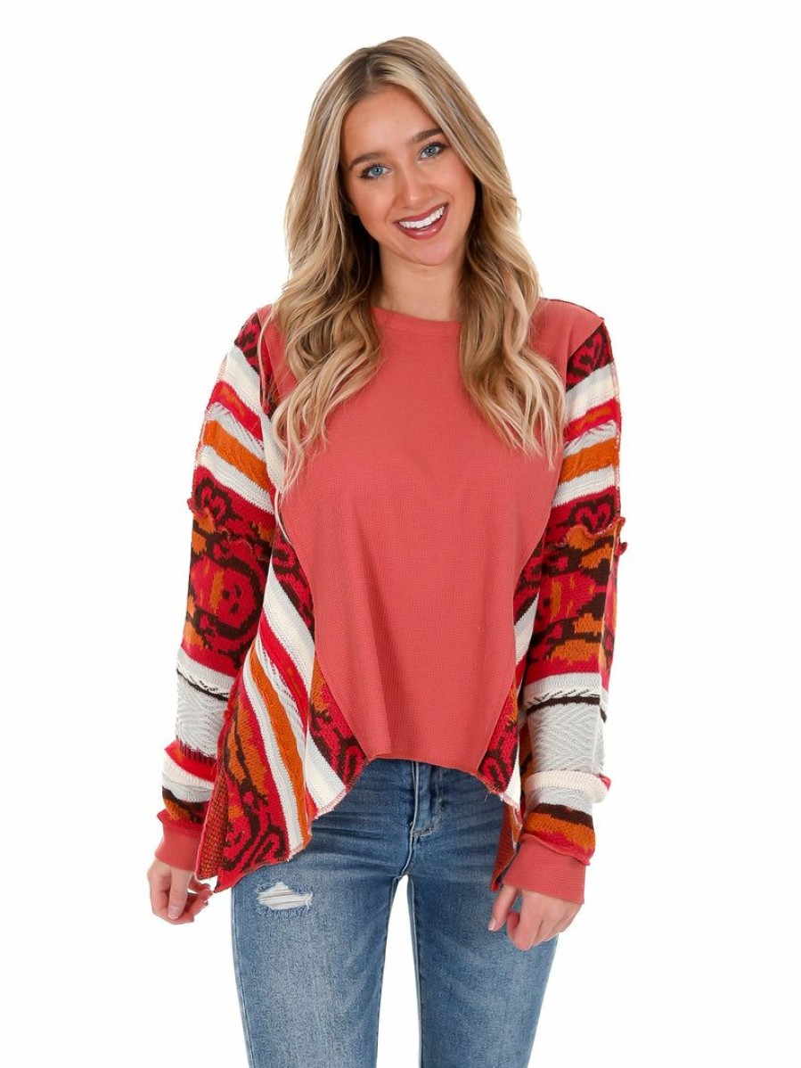 Clothing * | Best Reviews Of Easel Nothing At All Thermal Knit Pullover Tops