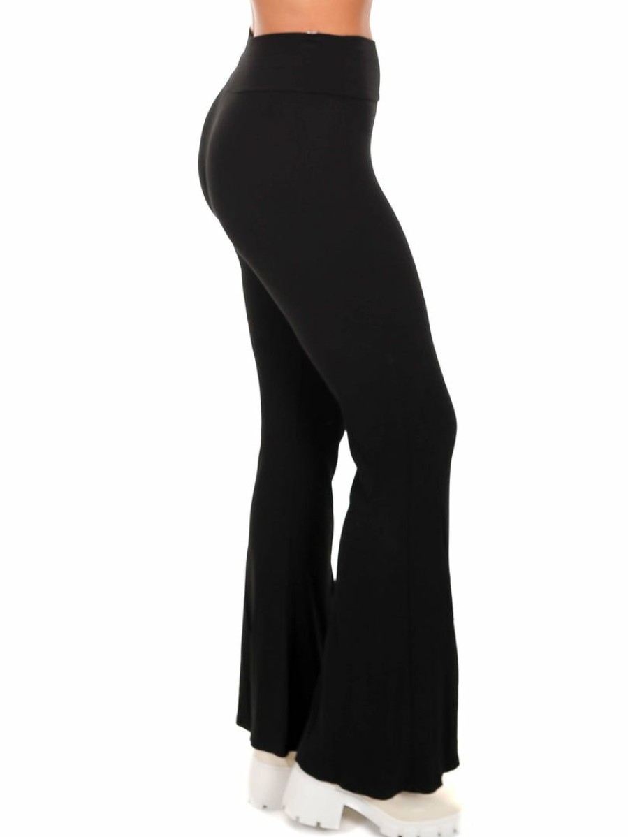 Clothing * | Promo Illa Illa Bottoms Can'T You See Ribbed Flare Pants Black