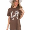 T-Shirts * | New Kissed Apparel Hello Fall Graphic Tee Holiday Tees Heather Brown