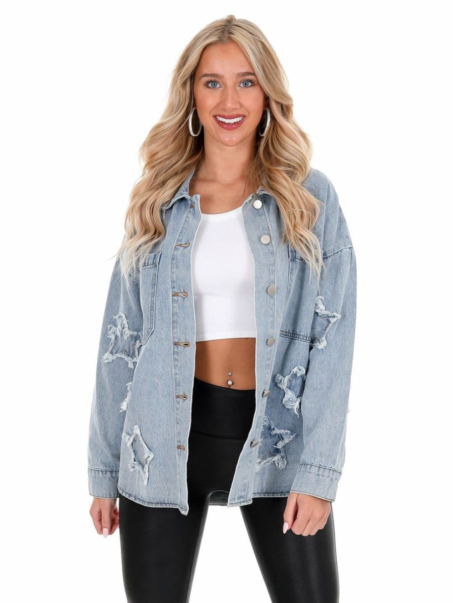 Clothing * | Best Pirce Baevely Tops Sky Full Of Stars Jacket Denim