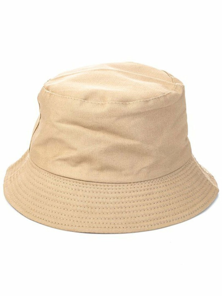 Gameday * | Wholesale Accessories Plain Khaki Fashion Bucket Hat Hats