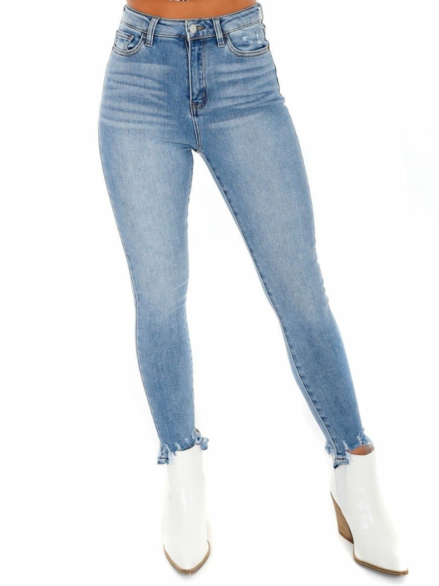 Clothing * | Wholesale Cello Bottoms Influencer High Rise Ankle Skinny Jeans Medium Denim