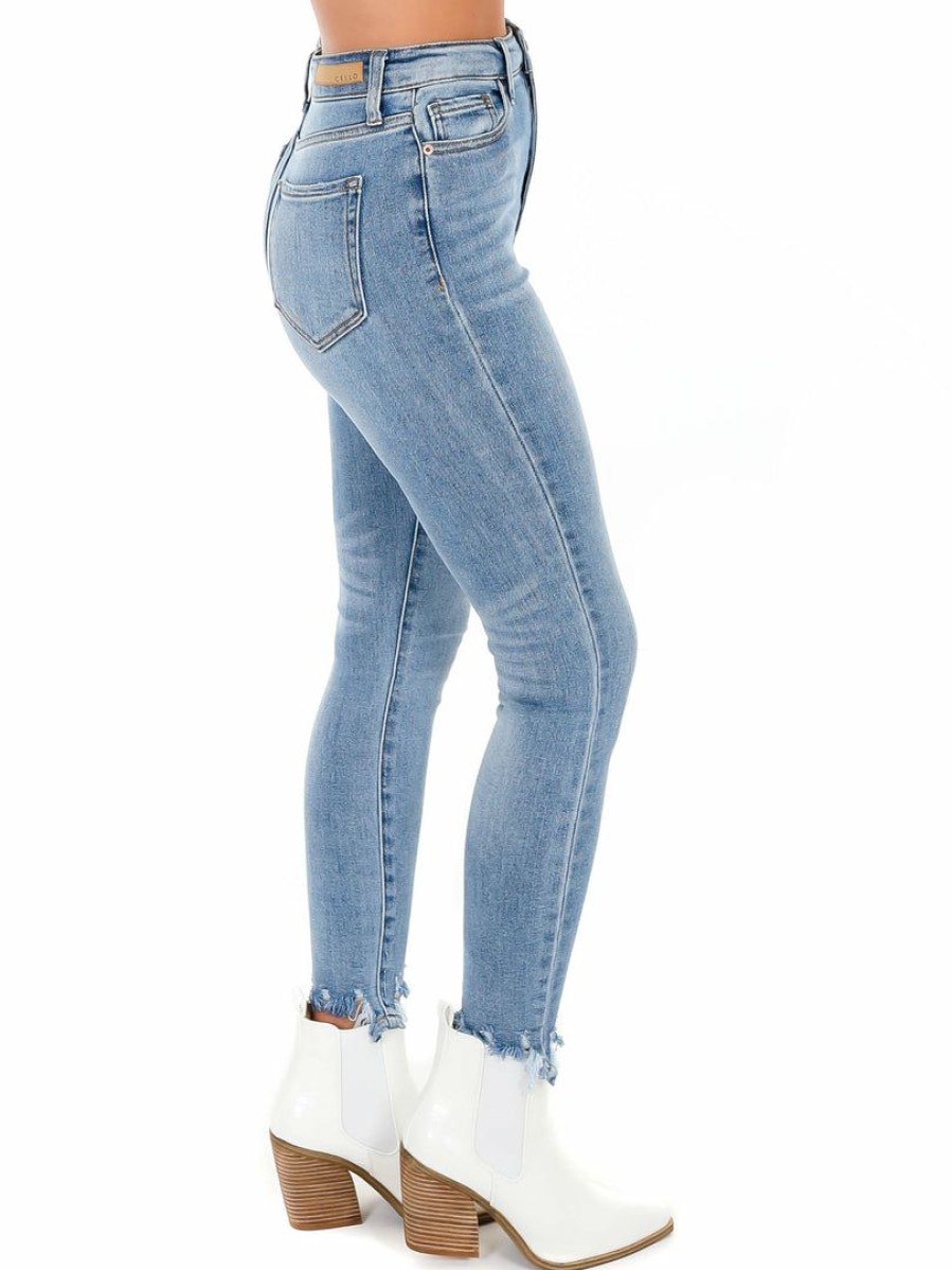 Clothing * | Wholesale Cello Bottoms Influencer High Rise Ankle Skinny Jeans Medium Denim