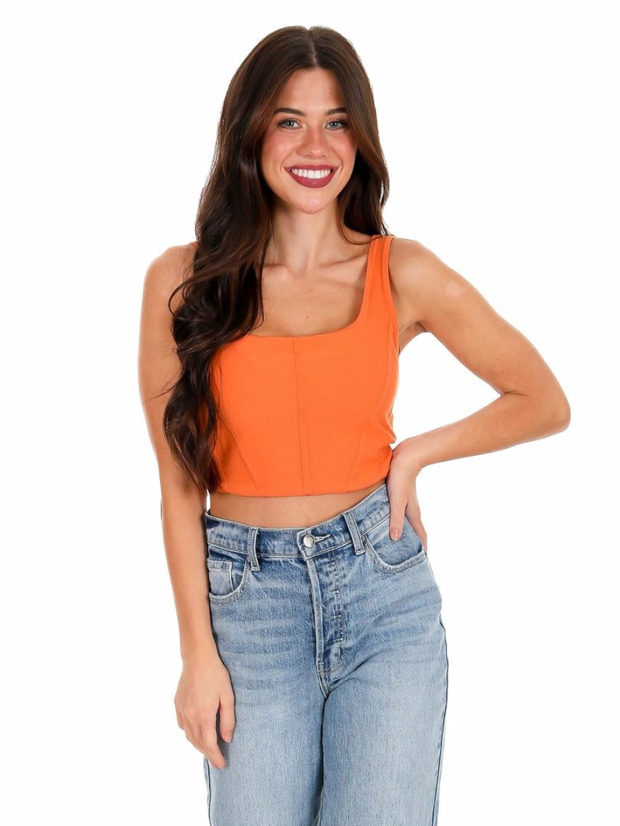 Gameday * | Hot Sale Papermoon Crash Into You Knit Crop Top Orange