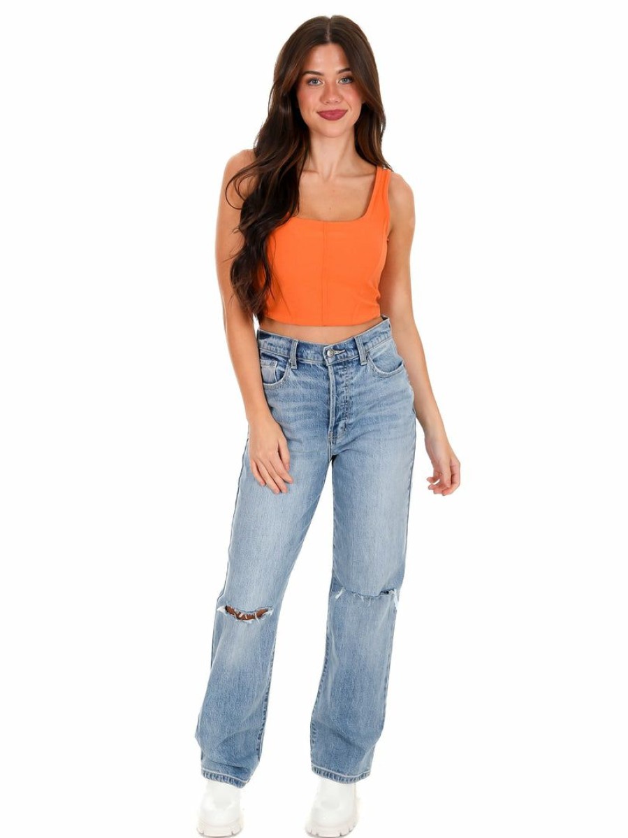 Gameday * | Hot Sale Papermoon Crash Into You Knit Crop Top Orange