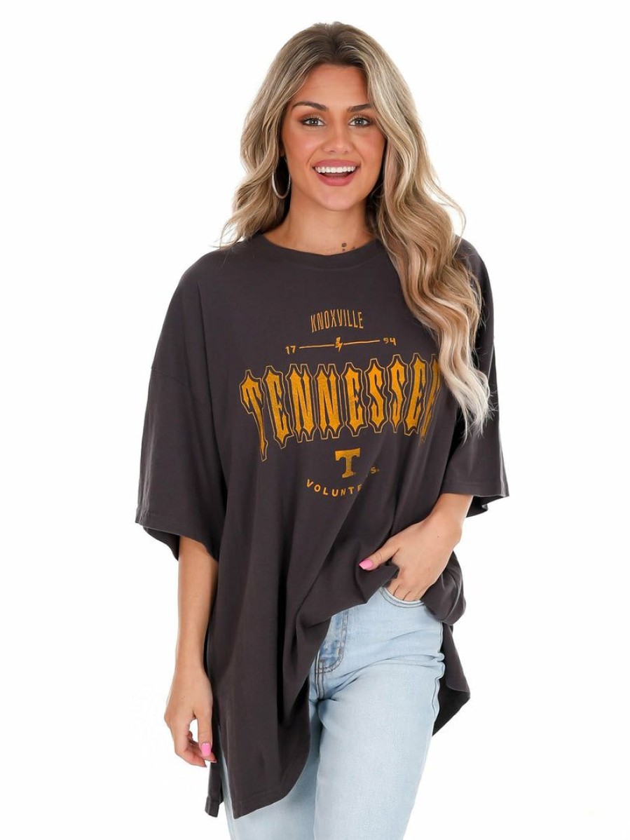 Gameday * | Promo Pressbox Oversized Tee Collection Tennessee Gridiron Oversized Tee Black