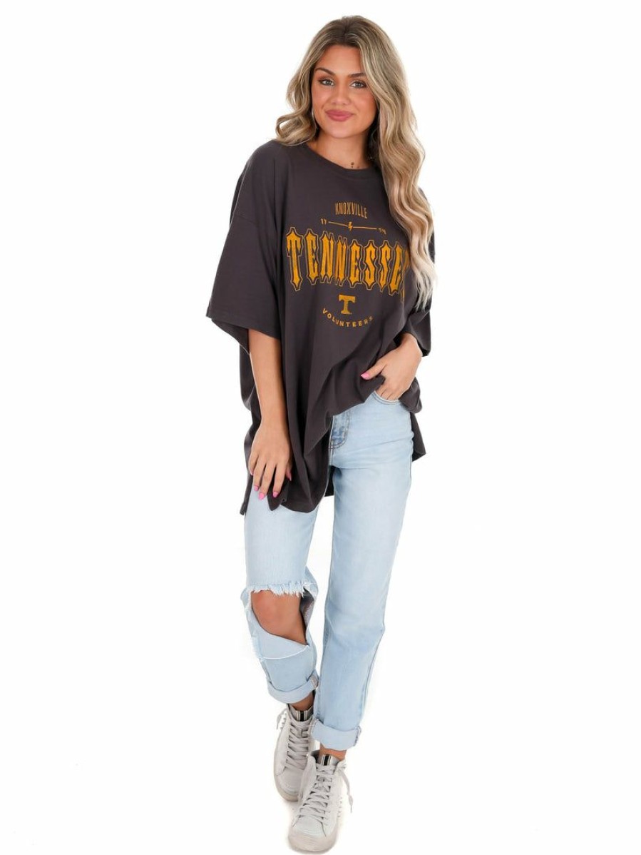 Gameday * | Promo Pressbox Oversized Tee Collection Tennessee Gridiron Oversized Tee Black