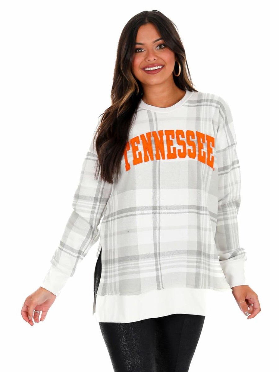 Gameday * | Best Sale Pressbox University Of Tennessee Canyon La Jolla Plaid Pullover Apparel Gray