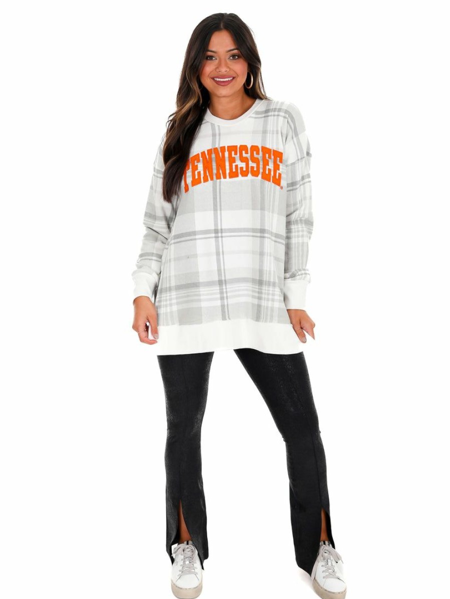 Gameday * | Best Sale Pressbox University Of Tennessee Canyon La Jolla Plaid Pullover Apparel Gray