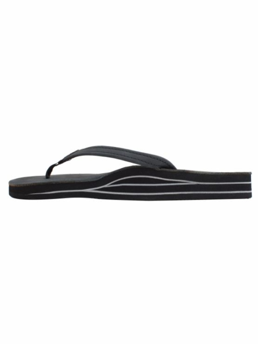 Shoes * | Cheapest Footwear Rainbows Narrow Strap Double Arch Support Leather Sandal Premier Black