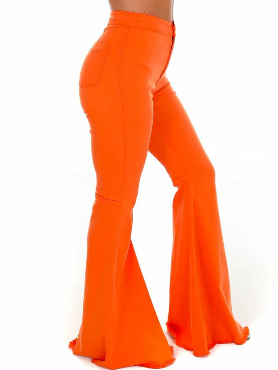 Gameday * | Budget Vibrant Keep It Up High Waisted Flare Jeans Apparel Orange