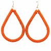 Gameday * | New Golden Stella Jewelry Orange Beaded Teardrop Earrings