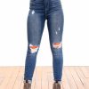 Clothing * | Hot Sale Apparel Bottoms For The Heart High Rise Destroy Ankle Skinny Jeans Dark