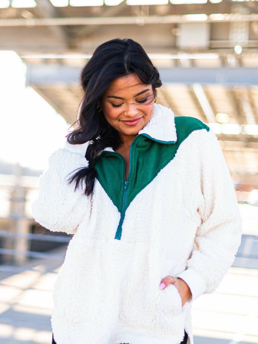 Jb Fit * | Deals Aemi+Co All You Give Fuzzy Pullover Jb Fit White/Pine