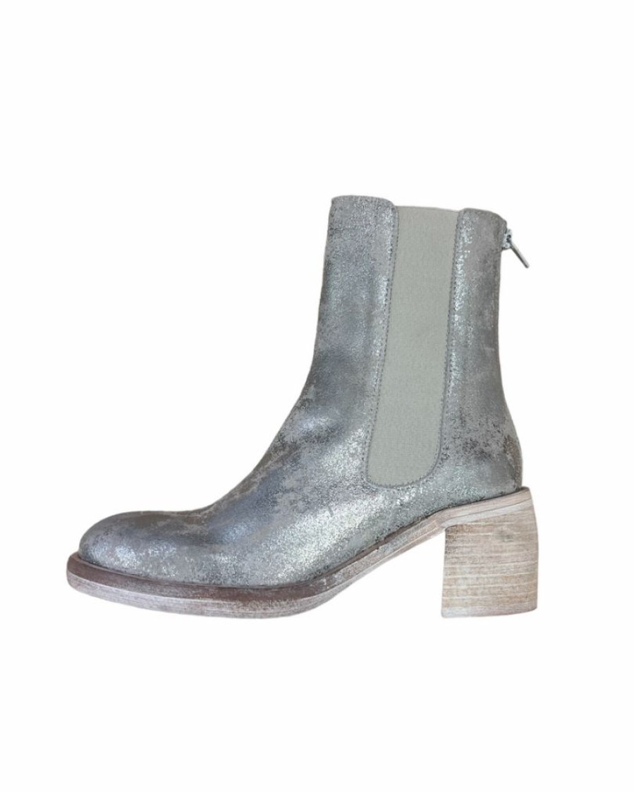 Shoes * | Discount Free People Essential Chelsea Metallic Bootie Gunmetal