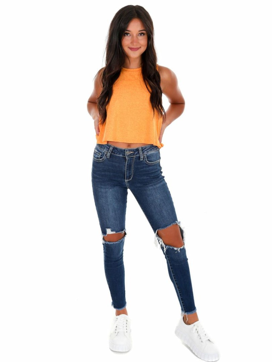 Gameday * | Wholesale Hyfve Step It Up Tank Top Vibe Orange