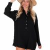 Clothing * | Cheap Illa Illa Playsuits Southern Girl Button Down Romper Black