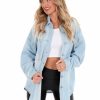 Clothing * | Flash Sale Risen Jeans Cuteness Overload Denim Shacket Tops