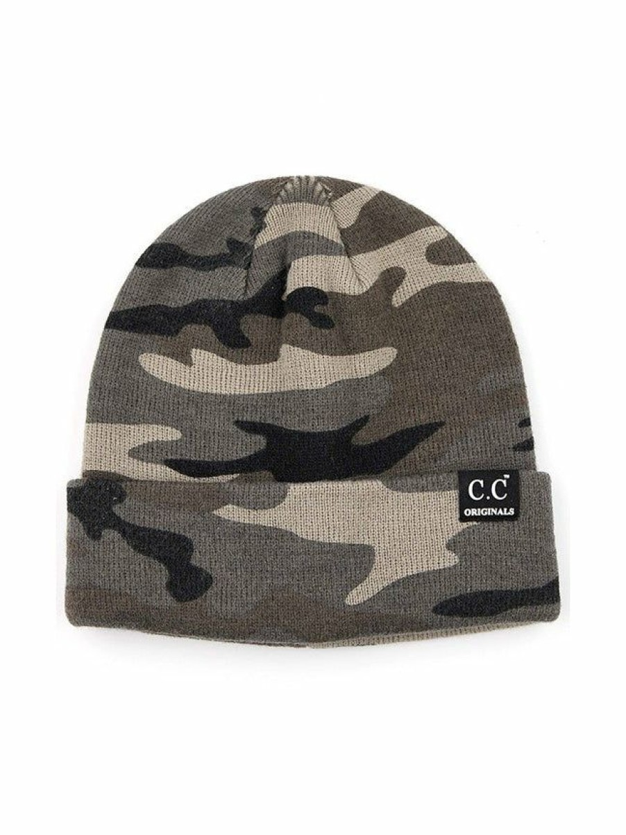 Gameday * | Discount Accessories Hats Grey Knitted Camo Beanie