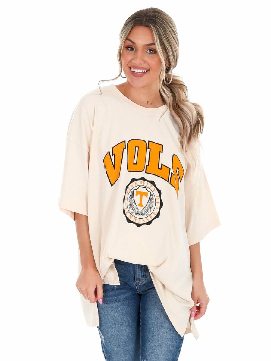 Gameday * | Buy Pressbox Oversized Tee Collection Tennessee Winnie Oversized Tee Ivory