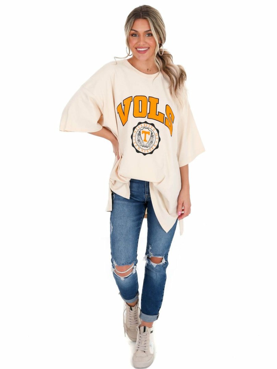 Gameday * | Buy Pressbox Oversized Tee Collection Tennessee Winnie Oversized Tee Ivory