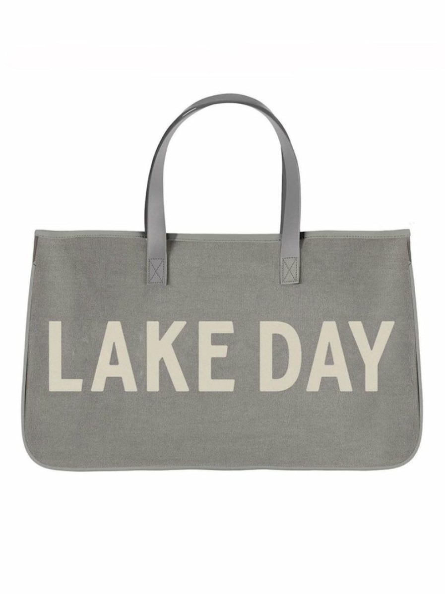 Gameday * | Best Pirce Accessories Lake Day Grey Canvas Tote