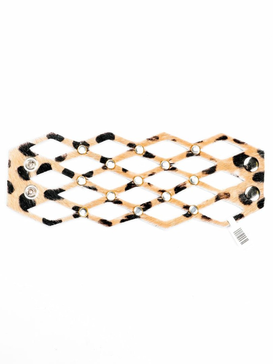 Gameday * | Outlet Jewelry Cheetah Leather Cuff