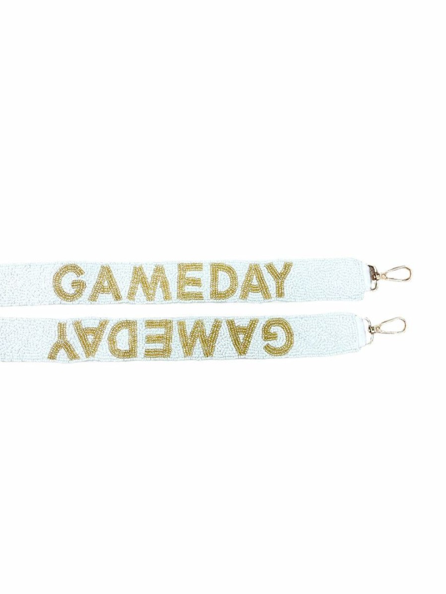 Gameday * | Discount Josie'S Boutique Accessories Gold And White Beaded Gameday Strap