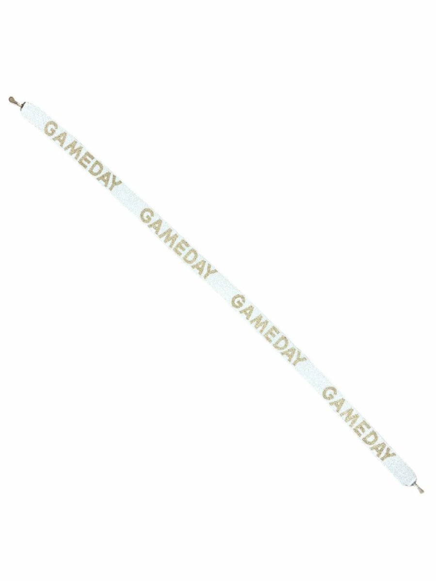 Gameday * | Discount Josie'S Boutique Accessories Gold And White Beaded Gameday Strap