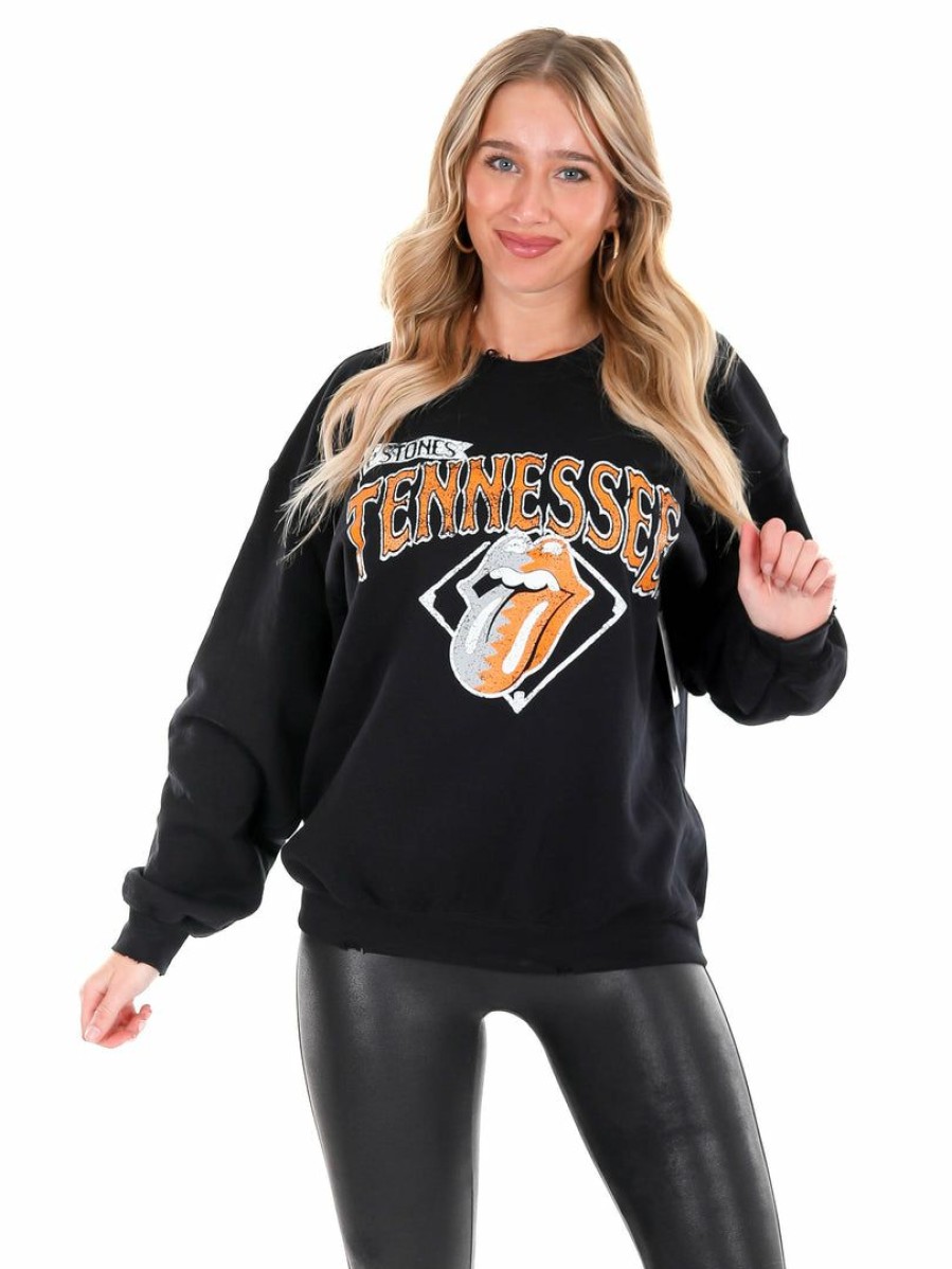 Gameday * | Best Pirce Livy Lu Rolling Stones Volunteers Baseball Diamond Sweatshirt Gameday Black