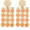 Gameday * | Deals Jewelry Calf Checkered Rectangle Earrings