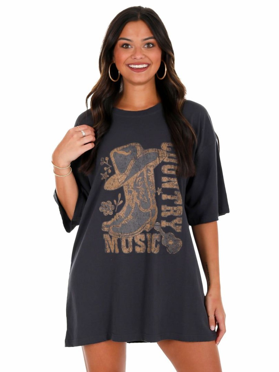 Curvy Girl * | Brand New Apparel-Curvy Girl Curvy Country Music Graphic Tee Black