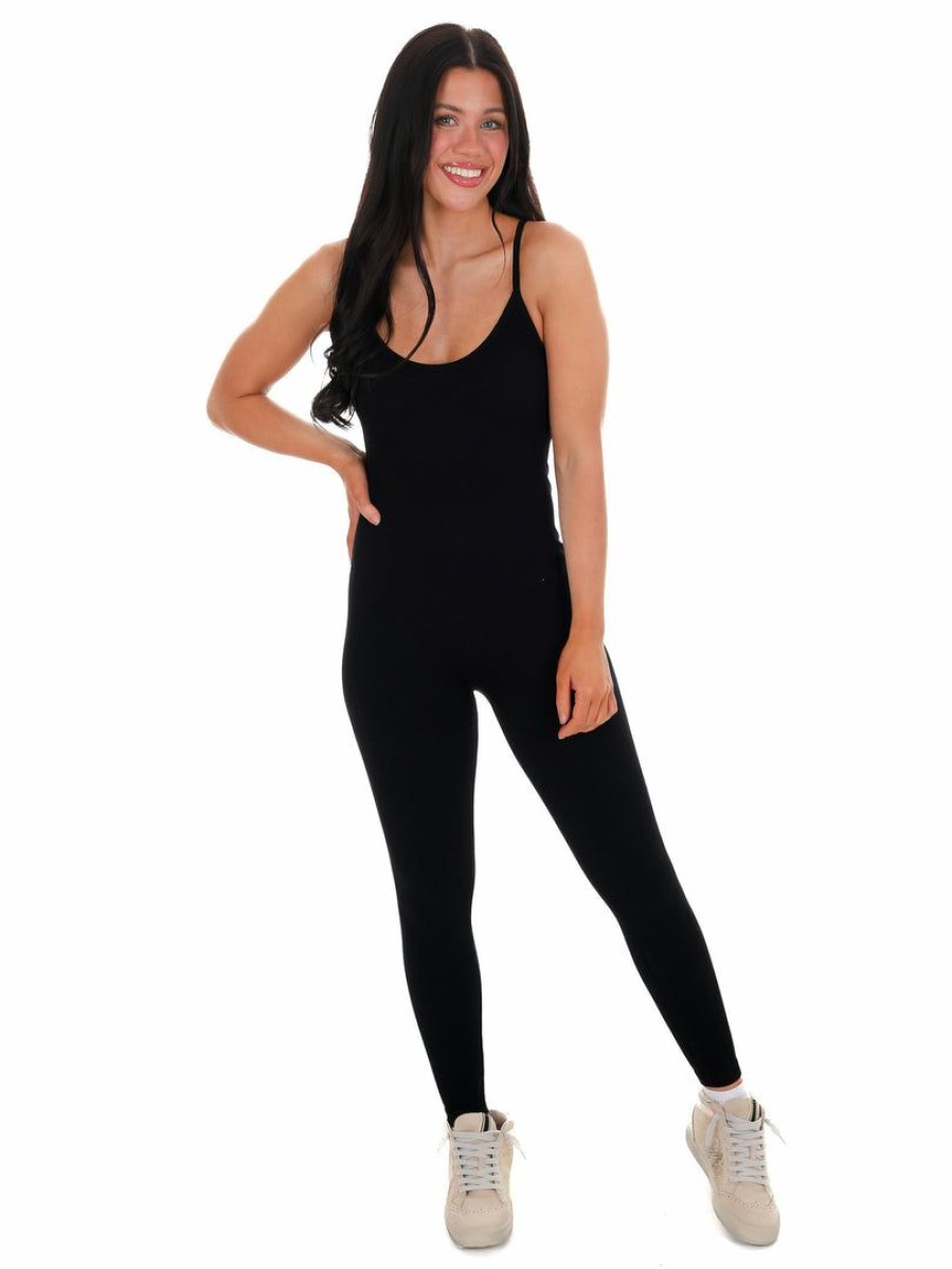 Jb Fit * | Best Reviews Of Dynamic Whole Lotta Love Ribbed Long Jumpsuit Black