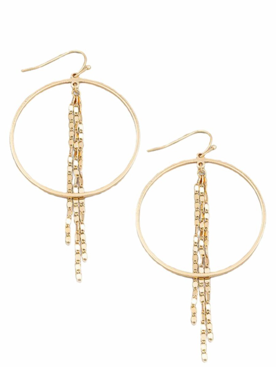 Gameday * | Coupon Jewelry Circle Cutout Chain Fringe Earrings