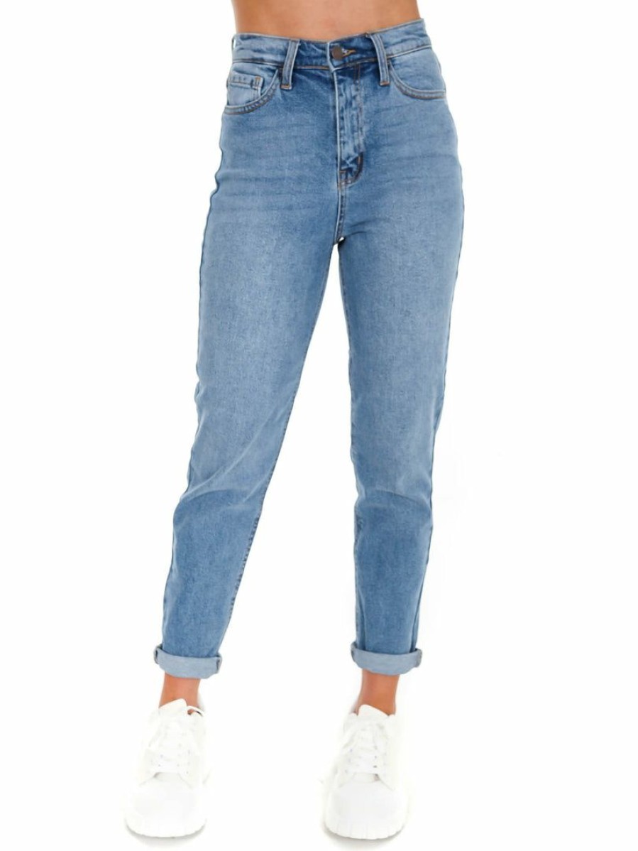 Clothing * | Cheapest Cello Roll The Dice High Rise Mom Jean Bottoms Medium