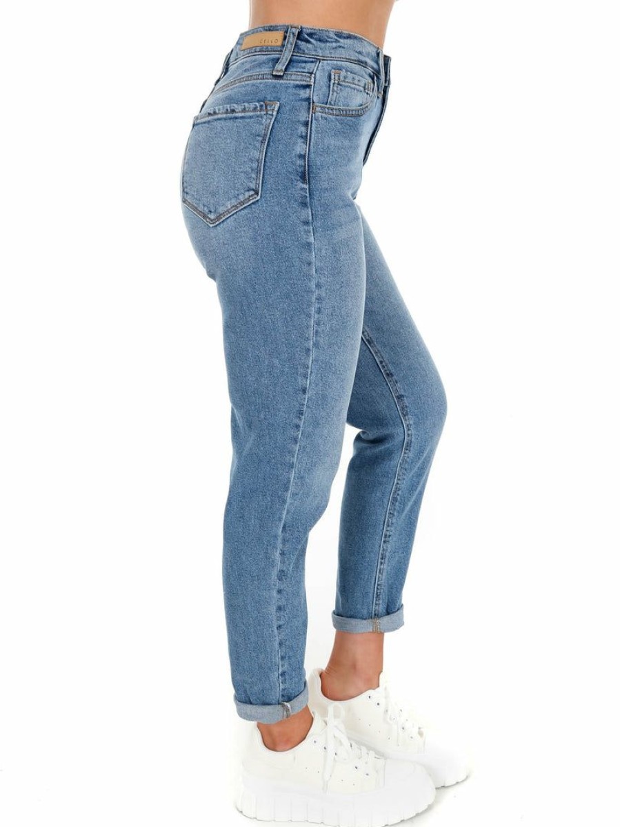 Clothing * | Cheapest Cello Roll The Dice High Rise Mom Jean Bottoms Medium