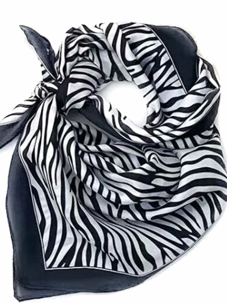 Gameday * | Cheap Accessories Trendy Zebra Satin Hair Scarf