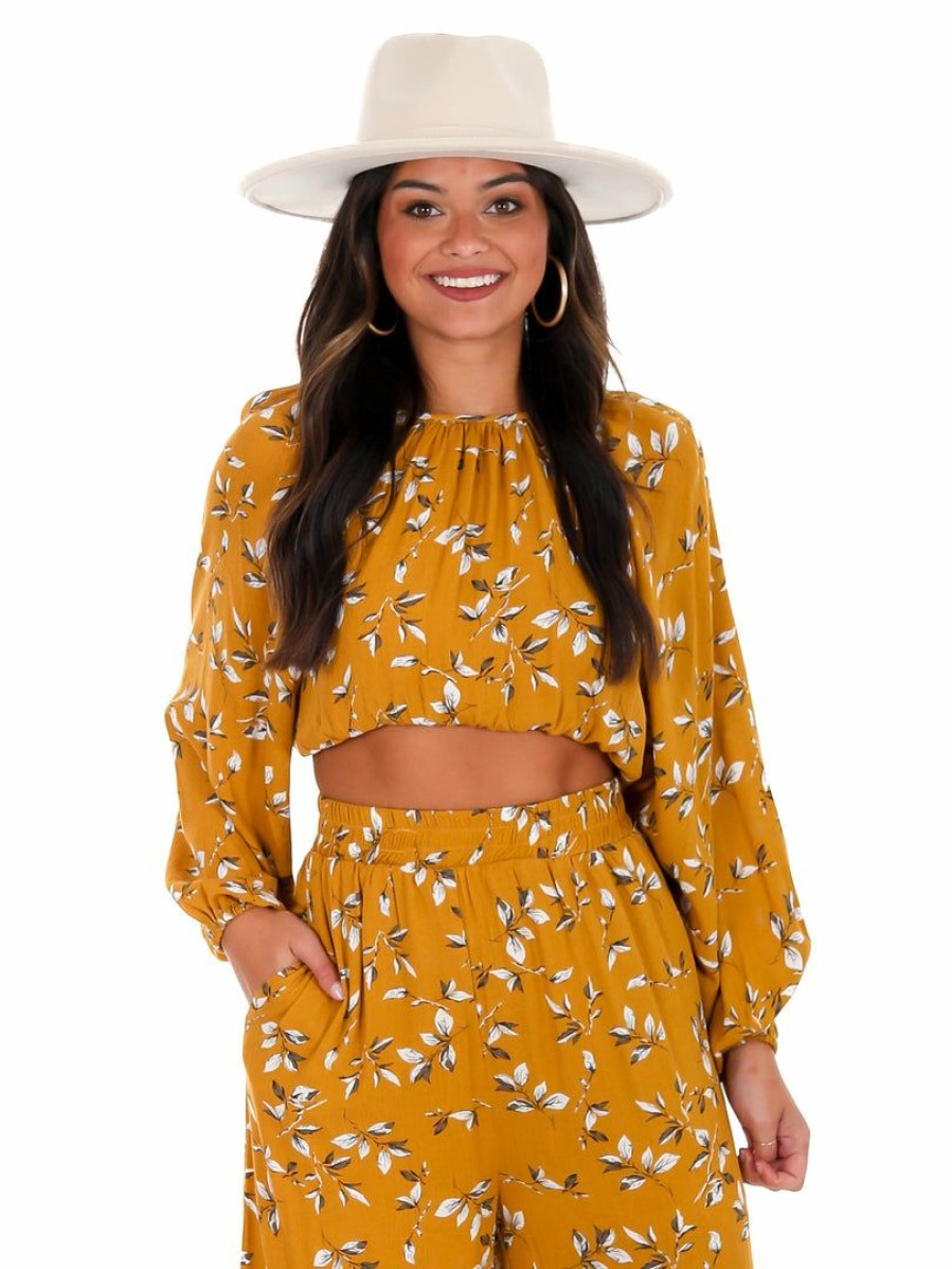 Clothing * | Cheap She + Sky Love Me Harder Floral Two Piece Set Mustard