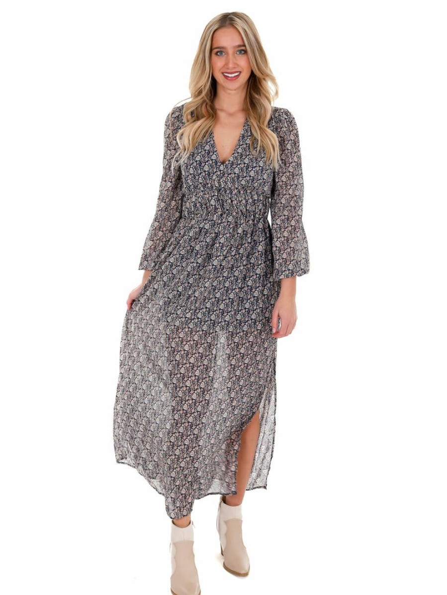 Clothing * | Best Sale Umgee Dresses Viva La Vida Floral Maxi Dress Indigo